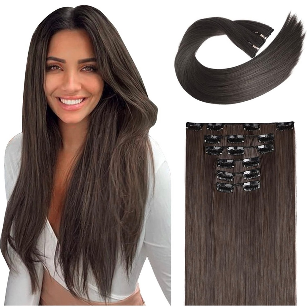 - 24 inch 16 clips hair extension clip in
